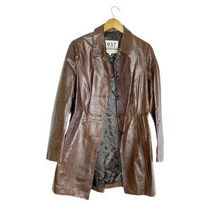 Vera Pelle Long Trench Coat Dark Brown 1937 Antica Palletteria size 42